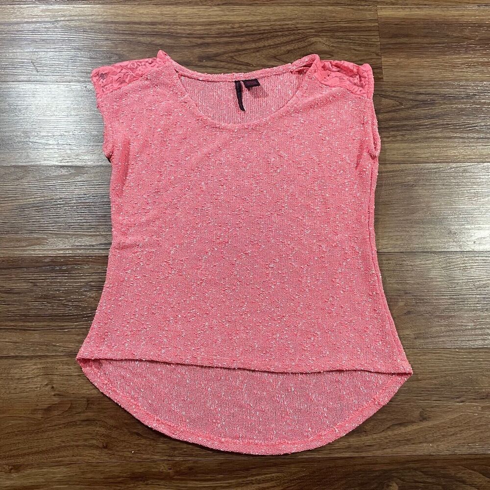 Heart N Crush Juniors Shirt Womens Hatchi Slub Short Sleeve Top Pink Size Large